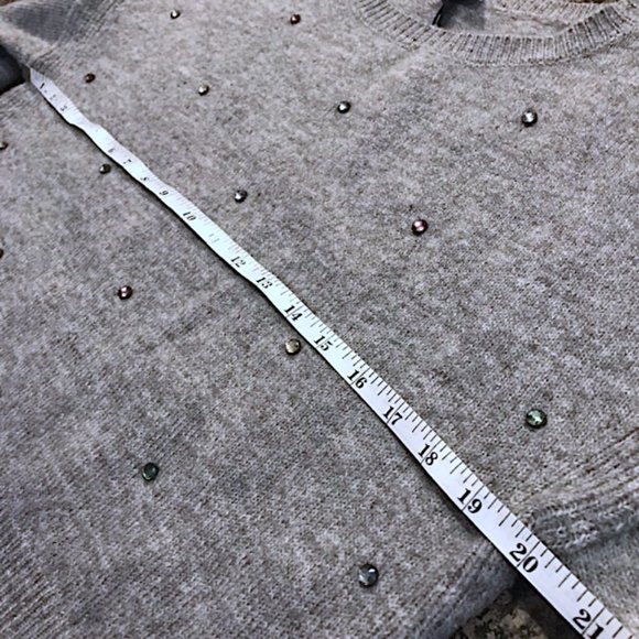 SEE VIDEO!!! โจ๐โจ SPARKLE!! Pretty Noisy May Grey Rhinestone Crop Sweater - Picture 9 of 17